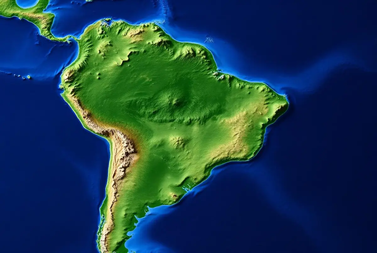 Relief map of South America